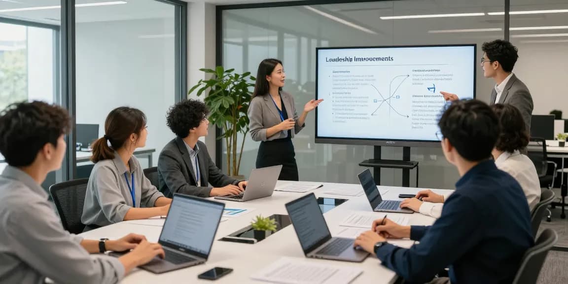 Feedback Kultur Arbeit in modernem Büro mit kreativen Brainstorming-Sitzung.